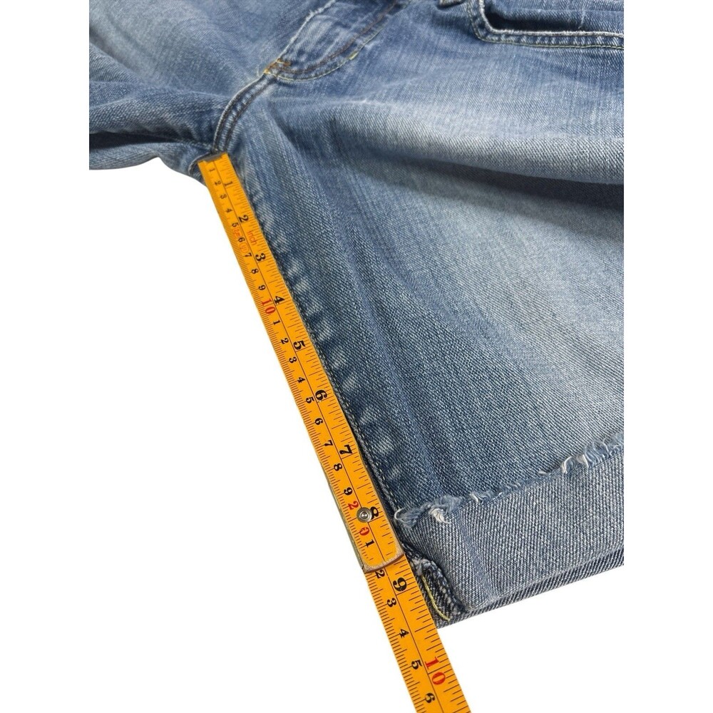 Abercrombie & Fitch Y2K Denim Stretch Bermuda Shorts Low Rise Cuffed Size 10 - Picture 5 of 9